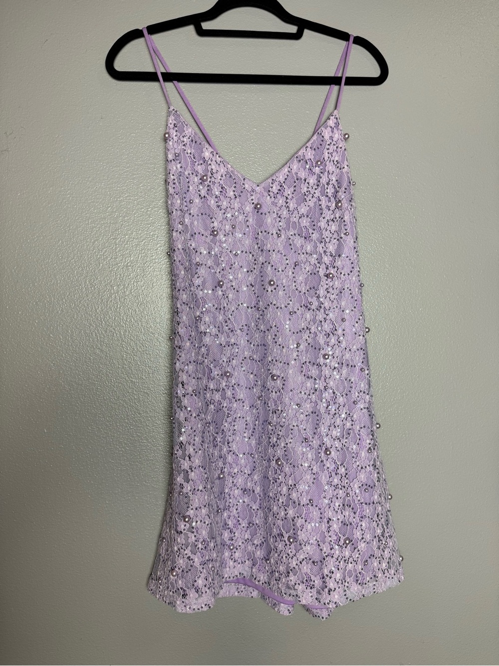 Windsor Lilac Lace-Trim Spaghetti Strap Dress